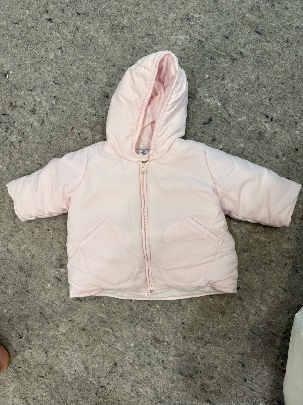 Petit Bateau Light Pink Hooded Puffer Jacket